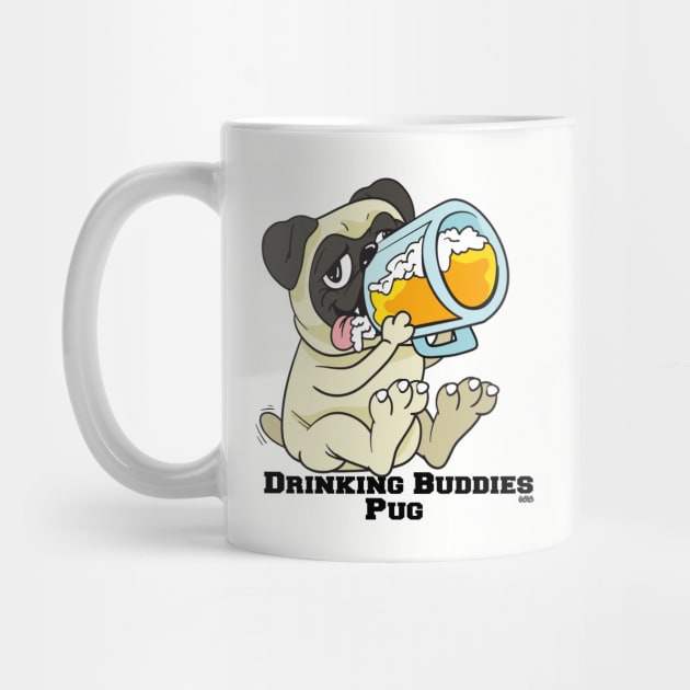 Pug Dog Beer Drinking Buddies Series Cartoon by SistersRock